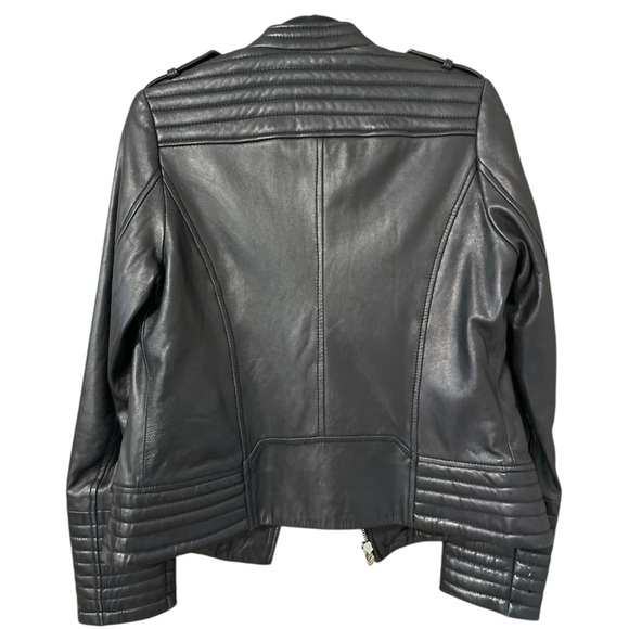 MICHAEL Michael Kors Women’s Black 100% Leather Moto Jacket Size Small - Picture 3 of 9